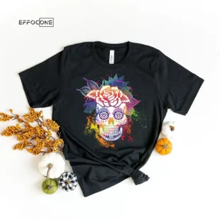 Sugar Skull Flower Rainbow T-Shirt