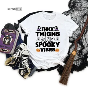 Thick Thighs Spooky Vibes Funny Halloween T-Shirt