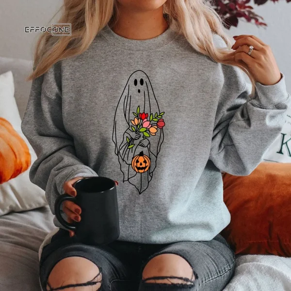 Floral Ghost Halloween T-shirt