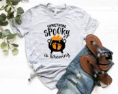 Something Spooky Is Brewing Halloween Pregnancy T-shirt