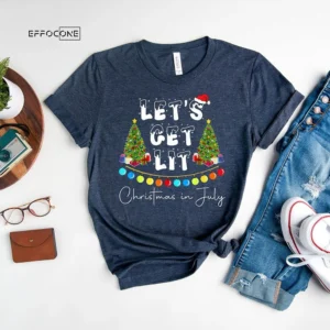 Let's Get Lit Christmas In July Santa Beach T-Shirt