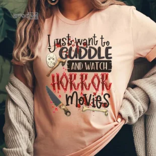 Cuddle and Watch Horror Movies Halloween T-Shirt