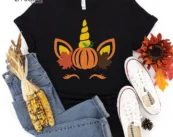 Unicorn Fall Pumpkin Thanksgiving T-Shirt