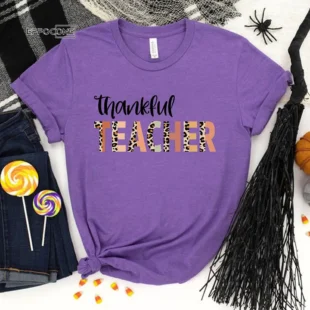 Thanksgiving Teacher Thankful Teacher Rainbow Pumpkin T-Shirt