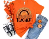 Thanksgiving Teacher Rainbow Pumpkin T-Shirt