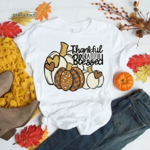 Pumpkin Thankful Grateful Blessed Thanksgiving T-Shirt