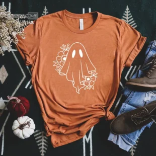 Halloween Ghost Party Floral T-Shirt