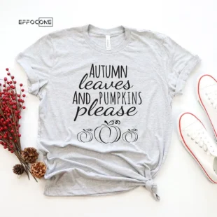 Autumn Leaves and Pumpkins Please T-Shirt