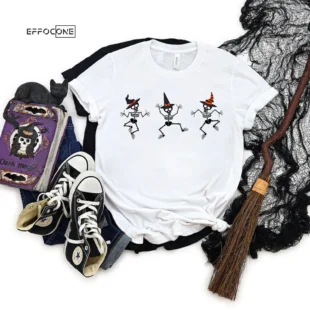 Dancing Skeleton with Witch Hat Happy T-Shirt