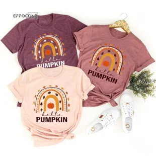 Hello Pumpkin Fall Vibes Peace Love Thanksgiving T-Shirt