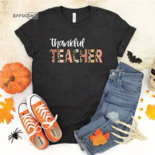 Thanksgiving Teacher Thankful Teacher Rainbow Pumpkin T-Shirt