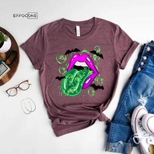 Halloween Lips For Women Cauldron Witch T-shirt