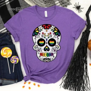 Halloween Sugar Skull Rainbow T-Shirt