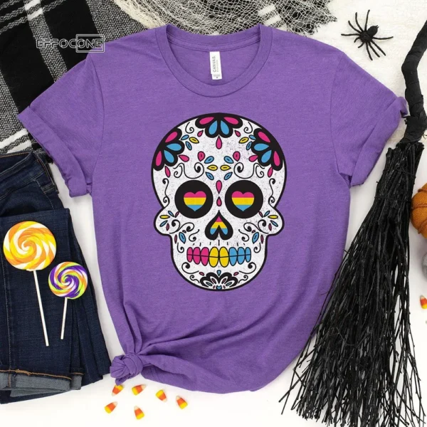 Pansexual Halloween Sugar Skull T-shirt
