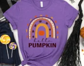 Hello Pumpkin Fall Vibes Peace Love Thanksgiving T-Shirt
