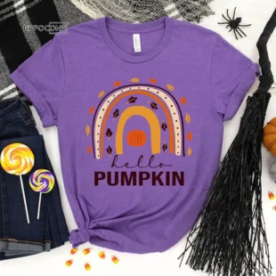 Hello Pumpkin Fall Vibes Peace Love Thanksgiving T-Shirt