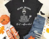 Dead Inside but Caffeinated Funny Halloween T-Shirt