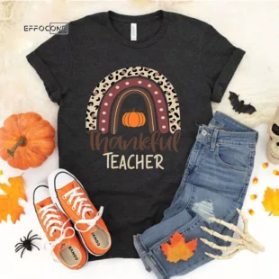 Rainbow Pumpkin Thanksgiving Teacher T-Shirt