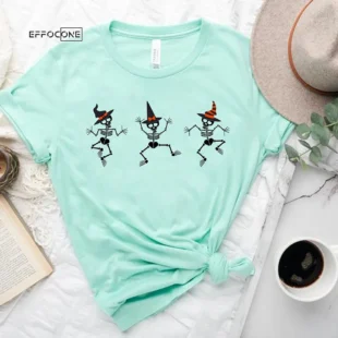 Dancing Skeleton with Witch Hat Happy T-Shirt