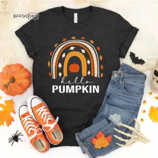 Hello Pumpkin Fall Vibes Peace Love Thanksgiving T-Shirt