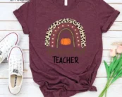Rainbow Pumpkin Thanksgiving Teacher T-Shirt