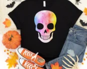 Watercolor Skull Halloween T-Shirt
