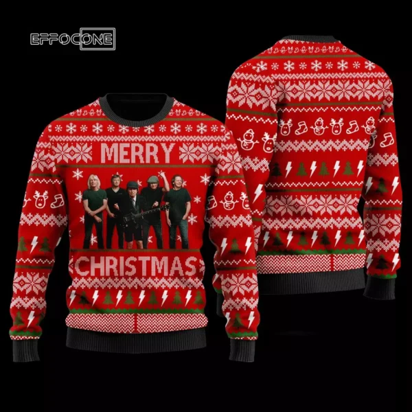 ACDC ool Ugly Christmas Sweater 3D All Over Printed Red