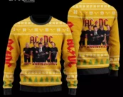 ACDC Wool Ugly Christmas Sweater 3D All Over Printed Yellow