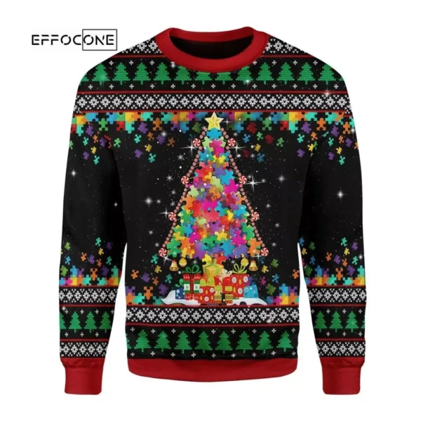 Puzzle Autism Christmas Tree Ugly Christmas Sweater