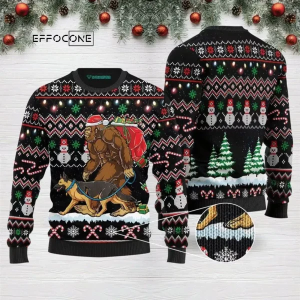 Bigfoot German Shepherd Ugly Christmas Sweater