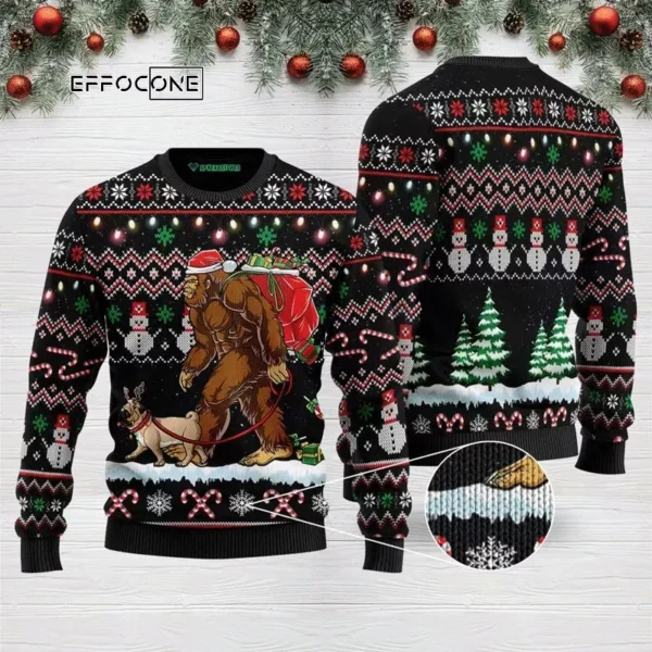 Bigfoot Pug Ugly Christmas Sweater