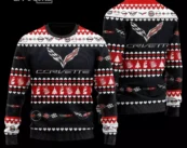 Chevrolet Corvette Wool Ugly Christmas Sweater 3D All Over Printed Black