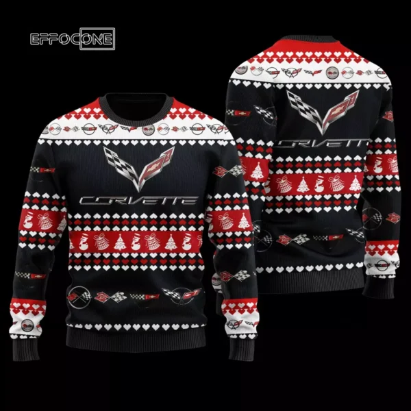 Chevrolet Corvette Wool Ugly Christmas Sweater 3D All Over Printed Black