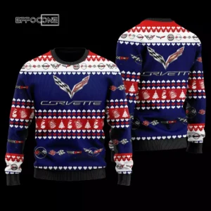 Chevrolet Corvette Wool Ugly Christmas Sweater 3D All Over Printed Blue