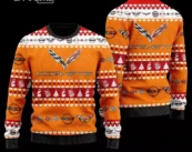 Chevrolet Corvette Wool Ugly Christmas Sweater 3D All Over Printed Orange
