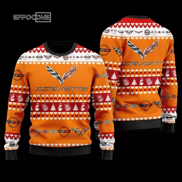 Chevrolet Corvette Wool Ugly Christmas Sweater 3D All Over Printed Orange
