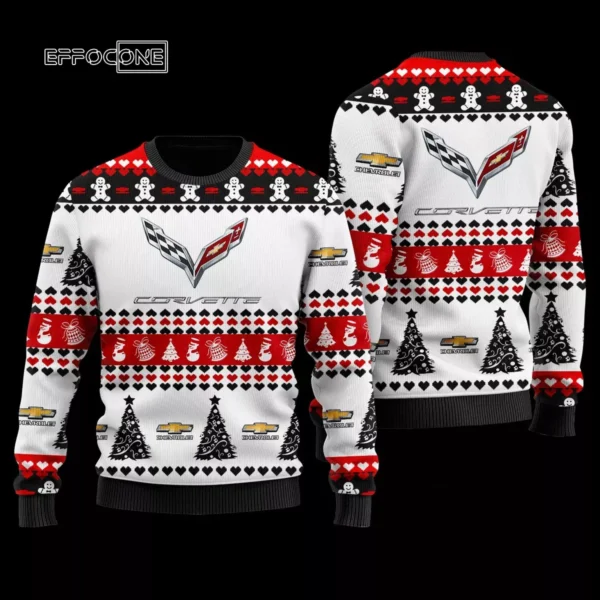 Chevrolet Corvette Wool Ugly Christmas Sweater 3D All Over Printed White