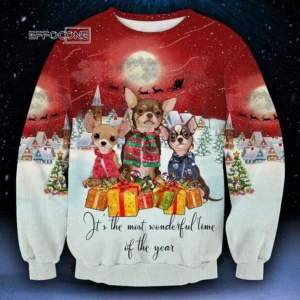 Chihuahua Ugly Christmas Sweater Red