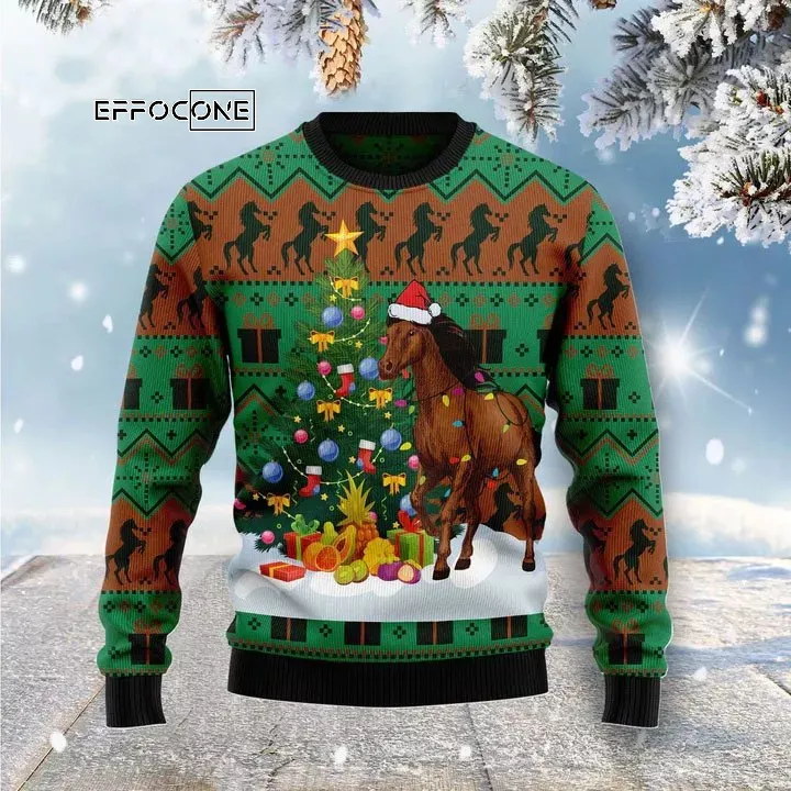 Christmas Tree Horse Ugly Christmas Sweater