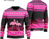 Couple Flamingo Breast Cancer Ugly Christmas Sweater