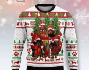 Dachshund Dog Red Truck Ugly Christmas Sweater