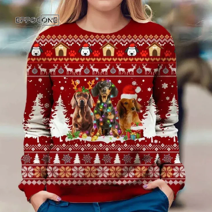 Dachshund Merry Woofmas Sweater Ugly Christmas Sweater