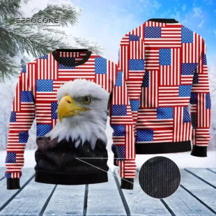 Eagle USA Flag Ugly Christmas Sweater