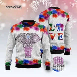 Elephant Mandala Color Ugly Christmas Sweater