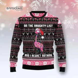 Flamingo Naughty List Ugly Christmas Sweater