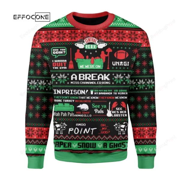 Friends TV Central Perk A Break Ugly Christmas Sweater