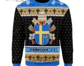 Gearhomies John Paul II Coat of Arms Ugly Christmas Sweater