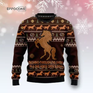 Horse Through Snow Ugly Christmas Sweater