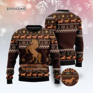 Horse Through Snow Ugly Christmas Sweater