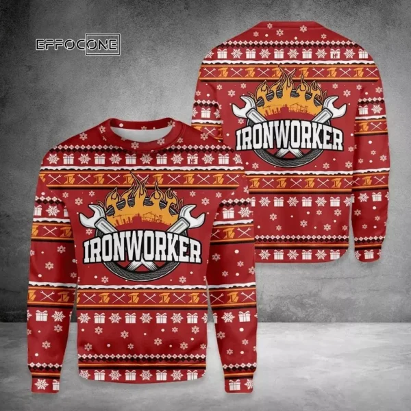 Ironworker Ugly Christmas Sweater White